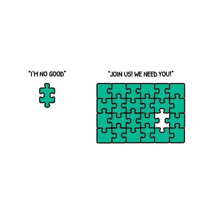 An illustration of a puzzle where one piece is left out. 