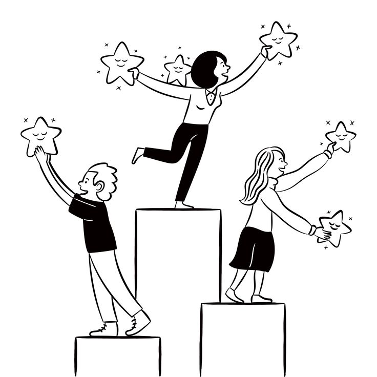 An illustration of 3 winners in podium.